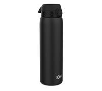 ion8 Botella Agua Inox Ligero de 1 Litro, Sin Aislamiento, a Prueba de Fugas, Fácil de Abrir, Cerradura Segura, Aptas para Lavavajillas, Resistente a Rayones, Negro