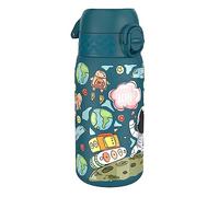 ION8 Botella Agua Inox Ligero para Niños, 400ml, Sin Aislamiento, a Prueba de Fugas, Fácil de Abrir, Cerradura Segura, Apta para Lavavajillas, Fácil de Limpiar, Diseño Hombre Espacial