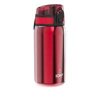ION8 Botella Agua Inox Ligero para Niños, 400ml, Sin Aislamiento, a Prueba de Fugas, Fácil de Abrir, Cerradura Segura, Aptas para Lavavajillas, Fácil de Limpiar, Resistente a Rayones, Rojo