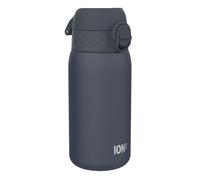 Ion8 Botella Agua Acero Inoxidable para Niños, 400ml, a Prueba de Fugas, Fácil de Abrir, Cerradura Segura, Aptas para Lavavajillas, Asa de Transporte, Fácil de Limpiar, Ceniza Azul Marino