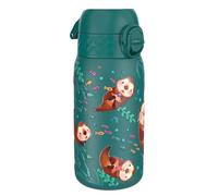 ION8 Botella Agua Inox Ligero para Niños, 400ml, Sin Aislamiento, a Prueba de Fugas, Fácil de Abrir, Cerradura Segura, Apta para Lavavajillas, Tapa Abatible, Fácil de Limpiar, Diseño Nutrias