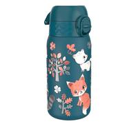 ION8 Botella Agua Inox Ligero para Niños, 400ml, Sin Aislamiento, a Prueba de Fugas, Fácil de Abrir, Cerradura Segura,Apta para Lavavajillas, Tapa Abatible,Fácil de Limpiar, Animales del Bosque