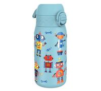 ion8 Botella Agua Inox Ligero para Niños, 400ml, Sin Aislamiento, a Prueba de Fugas, Fácil de Abrir, Cerradura Segura, Aptas para Lavavajillas, Fácil de Limpiar, Resistente a Rayones, Robots