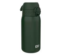 ion8 Botella Agua Inox Ligero para Niños, 400ml, Sin Aislamiento, a Prueba de Fugas, Fácil de Abrir, Cerradura Segura, Aptas para Lavavajillas, Fácil de Limpiar, Resistente a Rayones, Verde Oscuro