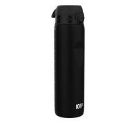 ion8 Botella de Agua 1 Litro, 1000 ml, a Prueba de Fugas, Fácil de Abrir, Cerradura Segura, Asa de Transporte, Apta para Lavavajillas, Sin BPA, Ideal para Deporte y Gimnasio, Negro