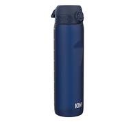 ion8 Botella de Agua 1 Litro, 1000 ml, a Prueba de Fugas, Fácil de Abrir, Cerradura Segura, Asa de Transporte, Apta para Lavavajillas, Sin BPA, Ideal para Deporte y Gimnasio, Azul Marino