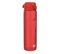 ion8 Botella de Agua 1 Litro, 1000 ml, a Prueba de Fugas, Fácil de Abrir, Cerradura Segura, Asa de Transporte, Apta para Lavavajillas, Sin BPA, Ideal para Deporte y Gimnasio, Rojo