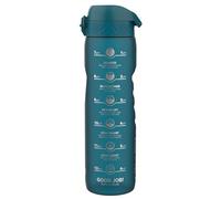 ion8 Botella de Agua 1 Litro Con Marcador de Tiempo, 1000 ml, a Prueba de Fugas, Asa de Transporte, Apta para Lavavajillas, Sin BPA, Agarre Contorneado, Para Gimnasio, Salud y Fitness, Verde Azulado