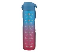 Ion8 Botella de Agua 1 Litro Con Marcador de Tiempo, 1000 ml, a Prueba de Fugas, Asa de Transporte, Apta para Lavavajillas, Sin BPA, Agarre Contorneado, Ideal para Deporte y Gimnasio, Rosa/Azul