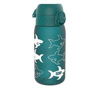 ion8 Botella de Agua para Niños, 350ml, a Prueba de Fugas, Fácil de Abrir, Cerradura Segura, Apta para Lavavajillas, Sin BPA, Asa de Transporte, Fácil de Limpiar, Neutro en Carbono, Tiburón