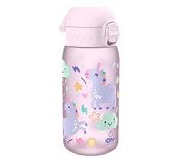 ion8 Botella de Agua para Niños, 350ml, a Prueba de Fugas, Fácil de Abrir, Cerradura Segura, Apta para Lavavajillas, Sin BPA, Asa de Transporte, Fácil de Limpiar, Neutro en Carbono, Diseño Unicornios