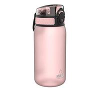 Ion8 Botella de Agua para Niños, 350ml, a Prueba de Fugas, Fácil de Abrir, Cerradura Segura, Apta para Lavavajillas, Sin BPA, Asa de Transporte, Fácil de Limpiar, Neutro en Carbono, Rosa Claro