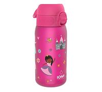 Ion8 Botella de Agua para Niños, 350ml, a Prueba de Fugas, Fácil de Abrir, Cerradura Segura, Apta para Lavavajillas, Sin BPA, Asa de Transporte, Fácil de Limpiar, Neutro en Carbono, Diseño Princesa