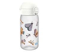 ion8 Botella de Agua para Niños, 350ml, a Prueba de Fugas, Fácil de Abrir, Cerradura Segura, Apta para Lavavajillas, Sin BPA, Asa de Transporte, Fácil de Limpiar, Neutro en Carbono, Mariposas