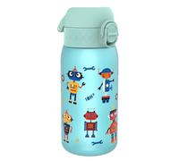 ion8 Botella de Agua para Niños, 350ml, a Prueba de Fugas, Fácil de Abrir, Cerradura Segura, Apta para Lavavajillas, Sin BPA, Asa de Transporte, Fácil de Limpiar, Neutro en Carbono, Robots