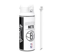 ion8 NBA Brooklyn Nets Botella Térmica Con Pajita Extraíble, 750ml/24oz, Aislada, A Prueba De Fugas, Fácil De Abrir, Cierre Seguro, Apta Para Lavavajillas, Tapa Abatible, Ideal Para Deportes