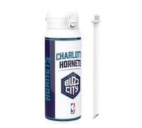 ion8 NBA Charlotte Hornets Botella Térmica Con Pajita Extraíble, 750ml/24oz, Aislada, A Prueba De Fugas, Fácil De Abrir, Cierre Seguro, Apta Para Lavavajillas, Tapa Abatible, Ideal Para Deportes