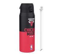 ion8 NBA Chicago Bulls Botella Térmica Con Pajita Extraíble, 750ml/24oz, Aislada, A Prueba De Fugas, Fácil De Abrir, Cierre Seguro, Apta Para Lavavajillas, Tapa Abatible, Ideal Para Deportes