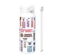 ion8 NBA Logos Bordados Botella Térmica Con Pajita Extraíble, 750ml/24oz, Aislada, A Prueba De Fugas, Fácil De Abrir, Cierre Seguro, Apta Para Lavavajillas, Tapa Abatible, Ideal Para Deportes