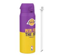 ion8 NBA Los Angeles Lakers Botella Térmica Con Pajita Extraíble, 750ml/24oz, Aislada, A Prueba De Fugas, Fácil De Abrir, Cierre Seguro, Apta Para Lavavajillas, Tapa Abatible, Ideal Para Deportes