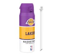 ion8 NBA Los Angeles Lakers Botella Térmica Con Pajita Extraíble, 750ml/24oz, Aislada, A Prueba De Fugas, Fácil De Abrir, Cierre Seguro, Apta Para Lavavajillas, Tapa Abatible, Ideal Para Deportes