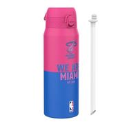 ion8 NBA Miami Heat Botella Térmica Con Pajita Extraíble, 750ml/24oz, Aislada, A Prueba De Fugas, Fácil De Abrir, Cierre Seguro, Apta Para Lavavajillas, Tapa Abatible, Ideal Para Deportes