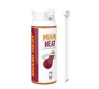 ion8 NBA Miami Heat Botella Térmica Con Pajita Extraíble, 750ml/24oz, Aislada, A Prueba De Fugas, Fácil De Abrir, Cierre Seguro, Apta Para Lavavajillas, Tapa Abatible, Ideal Para Deportes