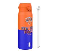 ion8 NBA New York Knicks Botella Térmica Con Pajita Extraíble, 750ml/24oz, Aislada, A Prueba De Fugas, Fácil De Abrir, Cierre Seguro, Apta Para Lavavajillas, Tapa Abatible, Ideal Para Deportes