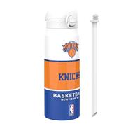 ion8 NBA New York Knicks Botella Térmica Con Pajita Extraíble, 750ml/24oz, Aislada, A Prueba De Fugas, Fácil De Abrir, Cierre Seguro, Apta Para Lavavajillas, Tapa Abatible, Ideal Para Deportes