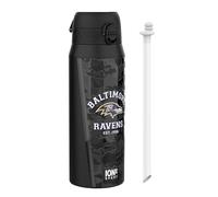 ion8 NFL Baltimore Ravens Botella Térmica Con Pajita Extraíble, 750ml/24oz, Aislada, A Prueba De Fugas, Fácil De Abrir, Cierre Seguro, Apta Para Lavavajillas, Tapa Abatible, Ideal Para Deportes