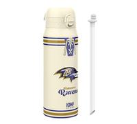 ion8 NFL Baltimore Ravens Botella Térmica Con Pajita Extraíble, 750ml/24oz, Aislada, A Prueba De Fugas, Fácil De Abrir, Cierre Seguro, Apta Para Lavavajillas, Tapa Abatible, Ideal Para Deportes