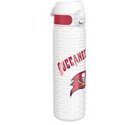 NFL Tampa Bay Buccaneers Botella De Agua De Acero Ligera, 600 ml/20 oz, Sin Aislamiento, A Prueba De Fugas, Fácil De Abrir, Cierre Seguro, Apta Para Lavavajillas, Tapa Abatible, Cabe En Portavasos