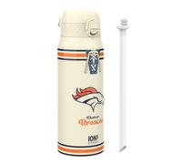 ion8 NFL Denver Broncos Botella Térmica Con Pajita Extraíble, 750ml/24oz, Aislada, A Prueba De Fugas, Fácil De Abrir, Cierre Seguro, Apta Para Lavavajillas, Tapa Abatible, Ideal Para Deportes