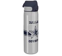 ion8 NFL E Dallas Cowboys Botella De Agua De Acero Ligera, 600 ml/20 oz, Sin Aislamiento, A Prueba De Fugas, Fácil De Abrir, Cierre Seguro, Apta Para Lavavajillas, Tapa Abatible, Cabe En Portavasos