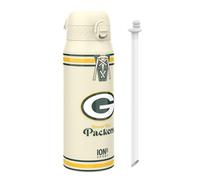 ion8 NFL Green Bay Packers Botella Térmica Con Pajita Extraíble, 750ml/24oz, Aislada, A Prueba De Fugas, Fácil De Abrir, Cierre Seguro, Apta Para Lavavajillas, Tapa Abatible, Ideal Para Deportes