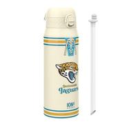 ion8 NFL Jacksonville Jaguars Botella Térmica Con Pajita Extraíble, 750ml/24oz, Aislada, A Prueba De Fugas, Fácil De Abrir, Cierre Seguro, Apta Para Lavavajillas, Tapa Abatible, Ideal Para Deportes