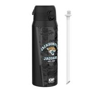 ion8 NFL Jacksonville Jaguars Botella Térmica Con Pajita Extraíble, 750ml/24oz, Aislada, A Prueba De Fugas, Fácil De Abrir, Cierre Seguro, Apta Para Lavavajillas, Tapa Abatible, Ideal Para Deportes
