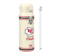 ion8 NFL Kansas City Chiefs Botella Térmica Con Pajita Extraíble, 750ml/24oz, Aislada, A Prueba De Fugas, Fácil De Abrir, Cierre Seguro, Apta Para Lavavajillas, Tapa Abatible, Ideal Para Deportes