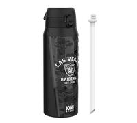 ion8 NFL Las Vegas Raiders Botella Térmica Con Pajita Extraíble, 750ml/24oz, Aislada, A Prueba De Fugas, Fácil De Abrir, Cierre Seguro, Apta Para Lavavajillas, Tapa Abatible, Ideal Para Deportes