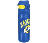 ion8 Botella de Agua Acero Inoxidable, 600ml, a Prueba de Fugas, Fácil de Abrir, Aptas para Lavavajillas, Cerradura Segura, Asa de Transporte, Fácil de Limpiar, Diseño en Relieve, NFL Rams