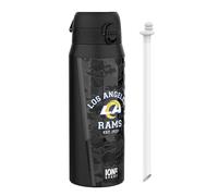 ion8 NFL Los Angeles Rams Botella Térmica Con Pajita Extraíble, 750ml/24oz, Aislada, A Prueba De Fugas, Fácil De Abrir, Cierre Seguro, Apta Para Lavavajillas, Tapa Abatible, Ideal Para Deportes
