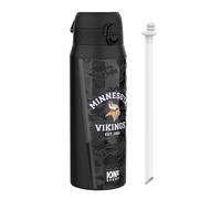 ion8 NFL Minnesota Vikings Botella Térmica Con Pajita Extraíble, 750ml/24oz, Aislada, A Prueba De Fugas, Fácil De Abrir, Cierre Seguro, Apta Para Lavavajillas, Tapa Abatible, Ideal Para Deportes
