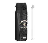 ion8 NFL New Orleans Saints Botella Térmica Con Pajita Extraíble, 750ml/24oz, Aislada, A Prueba De Fugas, Fácil De Abrir, Cierre Seguro, Apta Para Lavavajillas, Tapa Abatible, Ideal Para Deportes