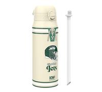 ion8 NFL New York Jets Botella Térmica Con Pajita Extraíble, 750ml/24oz, Aislada, A Prueba De Fugas, Fácil De Abrir, Cierre Seguro, Apta Para Lavavajillas, Tapa Abatible, Ideal Para Deportes
