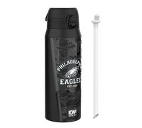 ion8 NFL Philadelphia Eagles Botella Térmica Con Pajita Extraíble, 750ml/24oz, Aislada, A Prueba De Fugas, Fácil De Abrir, Cierre Seguro, Apta Para Lavavajillas, Tapa Abatible, Ideal Para Deportes