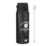 ion8 NFL Pittsburgh Steelers Botella Térmica Con Pajita Extraíble, 750ml/24oz, Aislada, A Prueba De Fugas, Fácil De Abrir, Cierre Seguro, Apta Para Lavavajillas, Tapa Abatible, Ideal Para Deportes