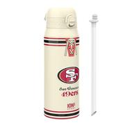 ion8 NFL San Francisco 49ers Botella Térmica Con Pajita Extraíble, 750ml/24oz, Aislada, A Prueba De Fugas, Fácil De Abrir, Cierre Seguro, Apta Para Lavavajillas, Tapa Abatible, Ideal Para Deportes