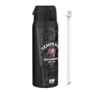ion8 NFL Tampa Bay Buccaneers Botella Térmica Con Pajita Extraíble, 750ml/24oz, Aislada, A Prueba De Fugas, Fácil De Abrir, Cierre Seguro, Apta Para Lavavajillas, Tapa Abatible, Ideal Para Deportes