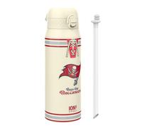 ion8 NFL Tampa Bay Buccaneers Botella Térmica Con Pajita Extraíble, 750ml/24oz, Aislada, A Prueba De Fugas, Fácil De Abrir, Cierre Seguro, Apta Para Lavavajillas, Tapa Abatible, Ideal Para Deportes