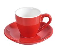 ionEgg Taza de café de porcelana con platillo, taza de shot para espresso, 80 ml, rojo.., E0402303EPCR